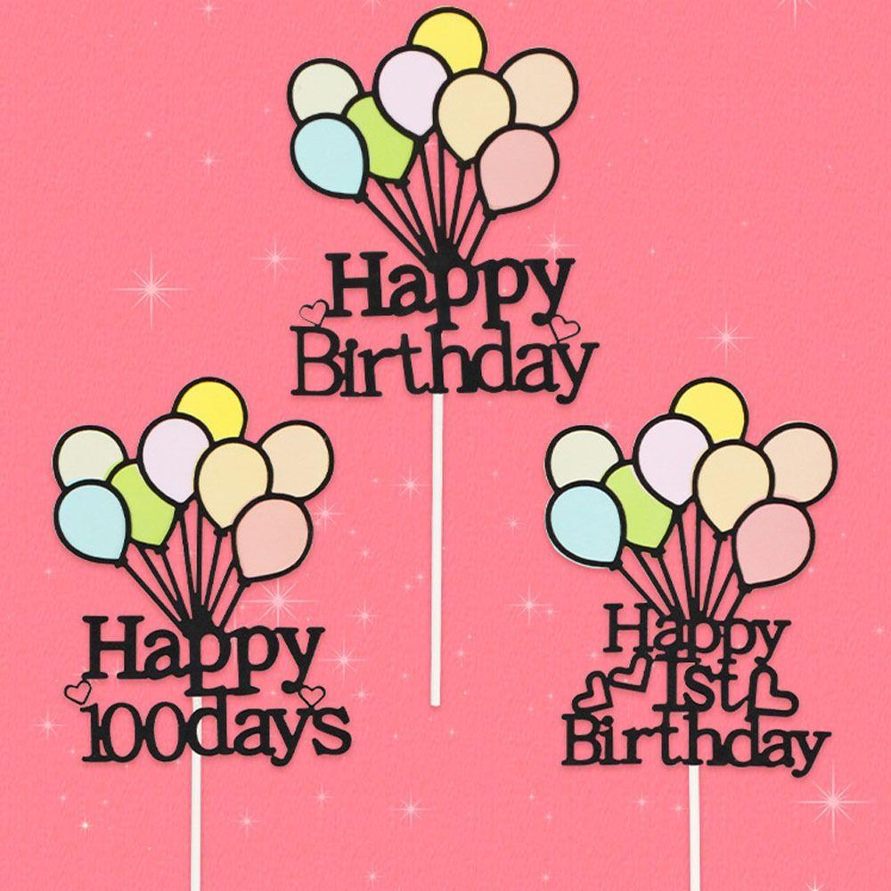 Double Layer Balloons Cake Toppers Cartoon Happy Birthday Cake Decoration  Home Decoration