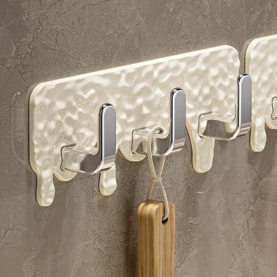 Bathroom Hanger Wall Mounted Towel Hooks Adhesive Hair Tie Hanger with 3 Hooks for Kitchen Utensils Bedroom Entryway