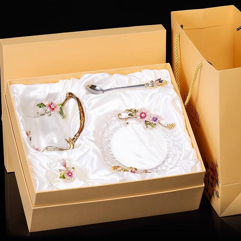 

Элегантная цветочная чайная чашка клуазоне для женщин - Роскошная чашка для воды для офиса и дома 301-400ml