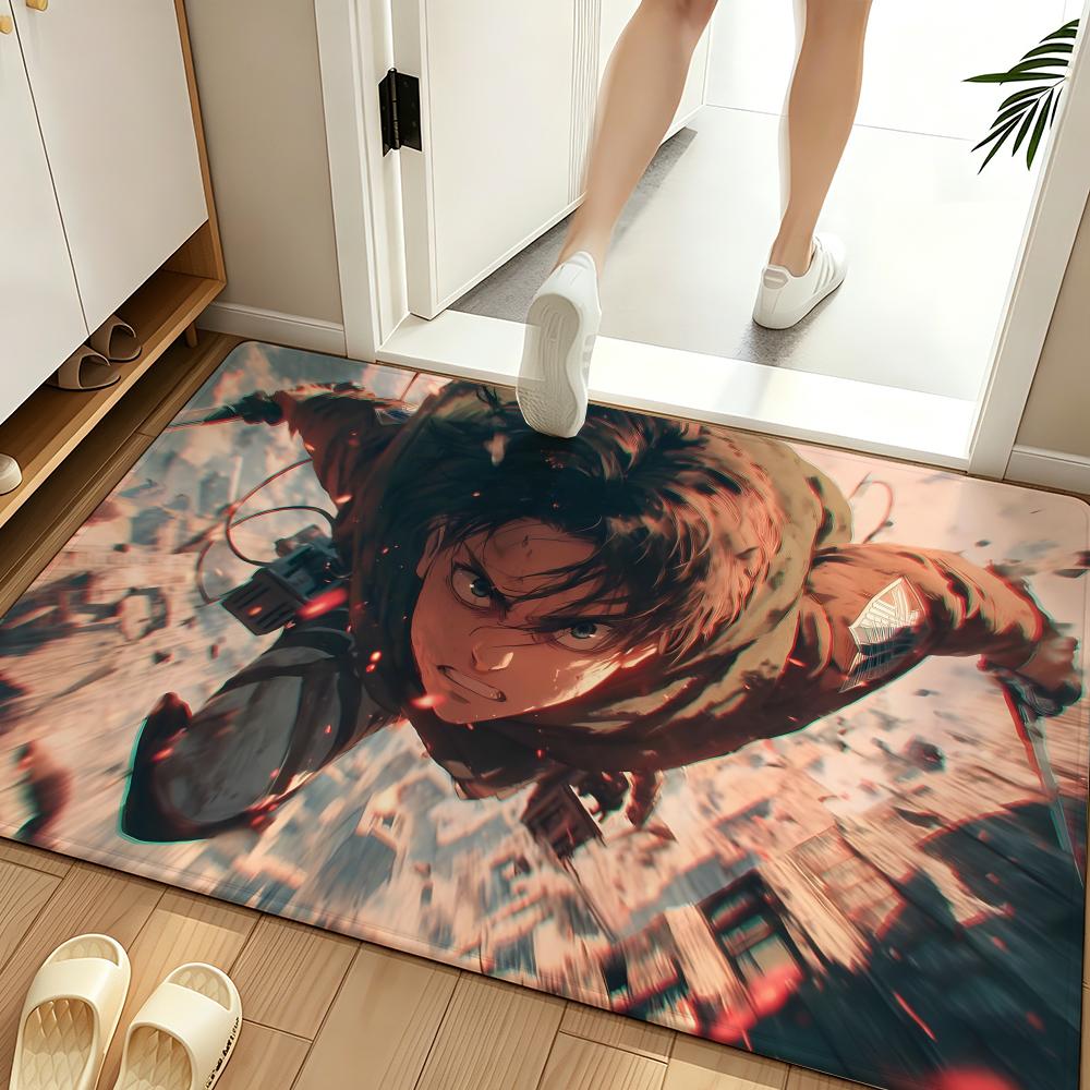Anime A-Attack O-on T-Titan Floor Mat Soft Flannel Floor Mat Suitable for Entryways, Living Rooms, Bedrooms, and Bathrooms