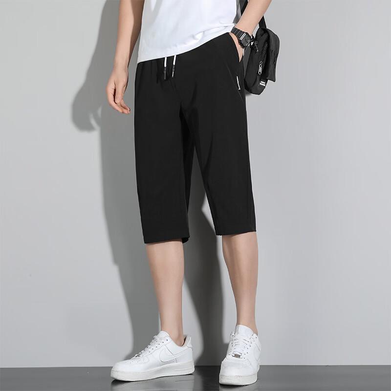 FARUISHI Men s Summer Casual Seven-Point Pants L