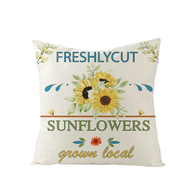 Polyester Pillowcase Sunflower Print Home Living Room Sofa Bedroom Bedside Pillow Case