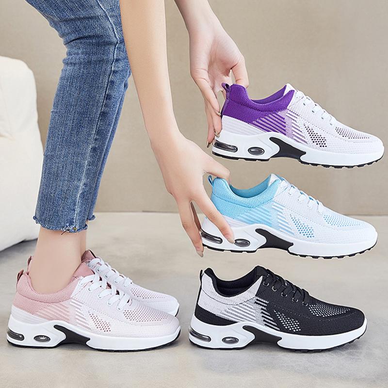Fashion Plus Size 44 Breathable Running Shoes for Women Fashion Air Cushion Knit Platform Sneakers Woman Lightweight Casual Sports Shoes