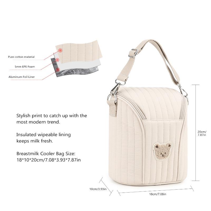 Cotton Insulated Breastmilk Cooler Bag for Travel Portable Breast Pump Storage & Bottle Carrier Compact Nursing Mom Backpack