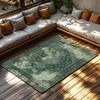 Green Floral Bohemian Area Rug, Intricate Pattern Non-Slip Carpet, Natural Living Room Mat for Cozy Home Decor