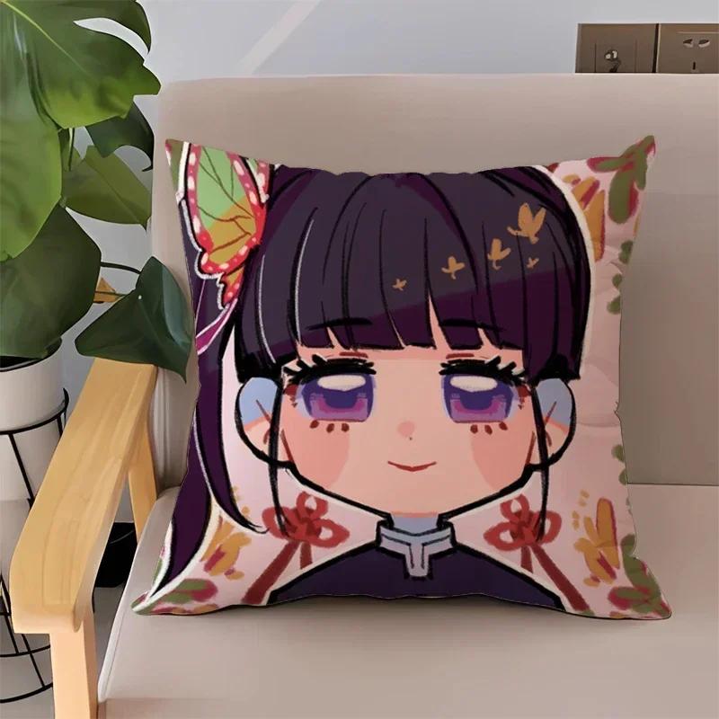 Pillowcase 45x45 Pillow Cases for Bed Anime Demon Slayer Children's Cushion Cover Double-sided Printing Couch Pillows Home Decor