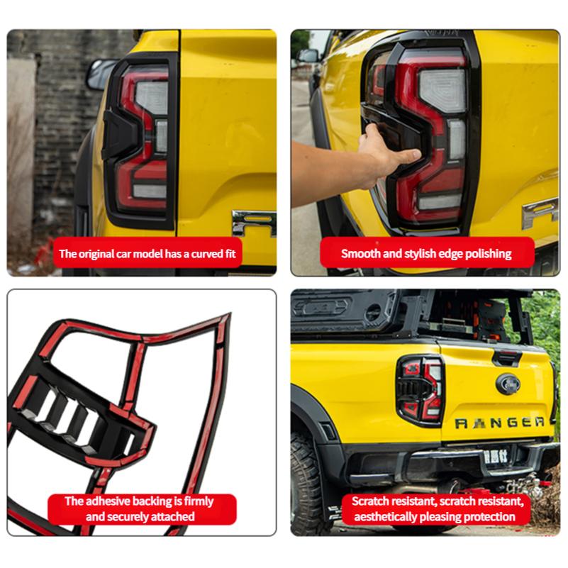 For Ford Ranger 2025 Taillight Cover Sticker Tail Light Protection Decorative Cover Upgrade Modification Accessories 2pcs Black