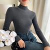 Women's Seamless Cashmere Knit Slimming Sweater - Long Sleeve, Half-High Neck, Tight-Fit, Autumn/Winter Base Layer