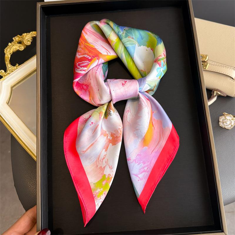 New Silk Scarf Neckerchief Women's Silk Square Scarf Luxury Summer Headband Lady Designer Silk Head Scarf Hair Band Tie Ribbon