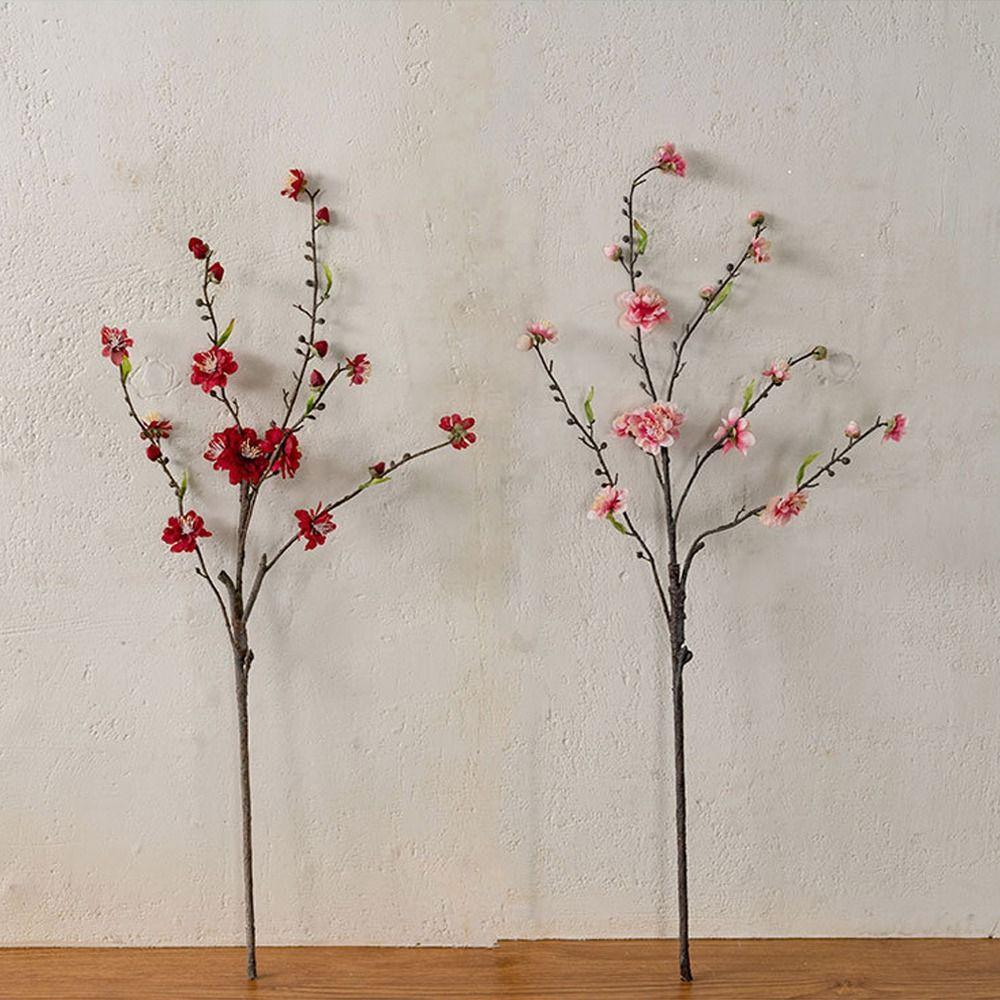 Real Touch Silk Plum Blossom 79cm Fake Flower Artificial Peach Blossom Branch  Outdoor Garden Decor