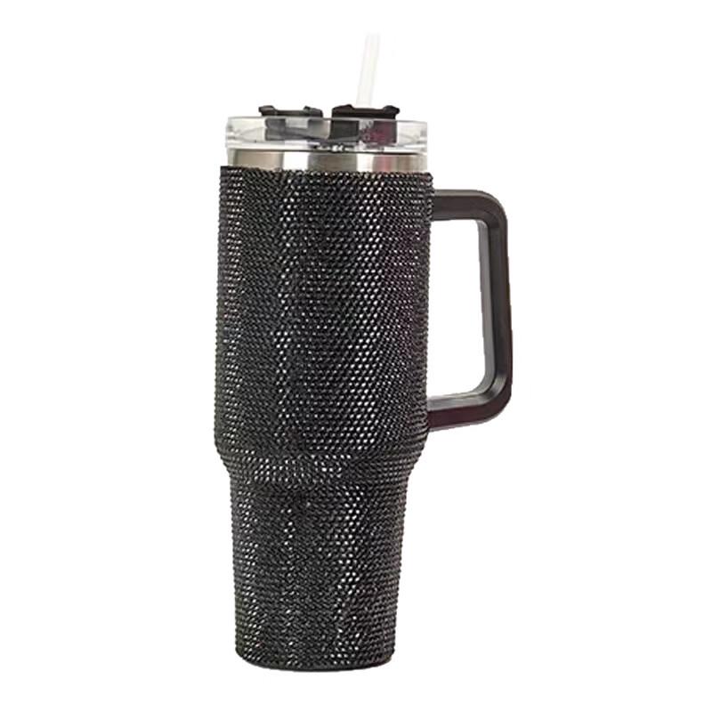 

Rhinestone Handle Insulated Car Tumbler with Straw