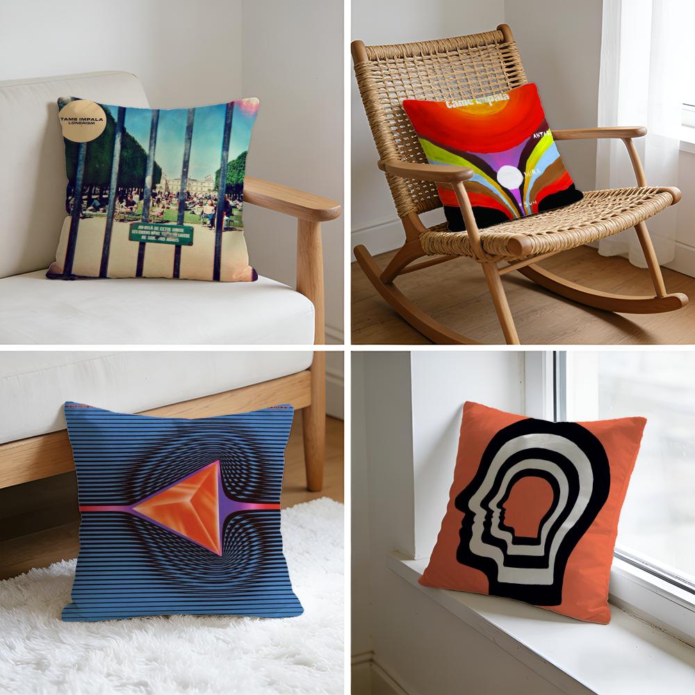 TTame Impala Band Cushion Cover Washed Linen Soft Breathable Decorative Case For Sofa Home Pillow Cover