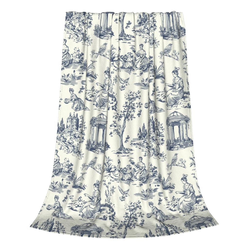 Ковдра з принтом «Сільське життя» Toile De Jouy Для чоловіків і жінок Надзвичайно м'яка, затишна, ретро, французька елегантність Пледи для ліжка