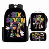 Large Capacity Schoolbag with Shoulder Strap; Student Three-piece Pencil Case Set