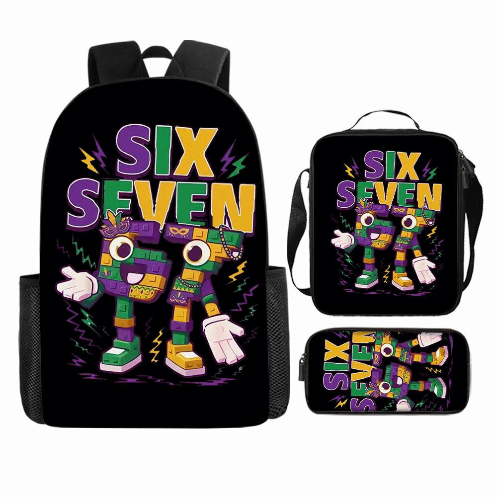 Large Capacity Schoolbag with Shoulder Strap; Student Three-piece Pencil Case Set
