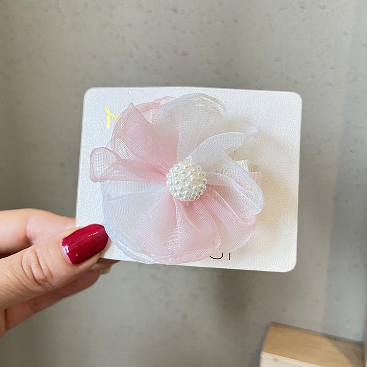 Spring-Summer Mesh Floral Hair Clip for Girls – Cute Camellia Princess Accessory
