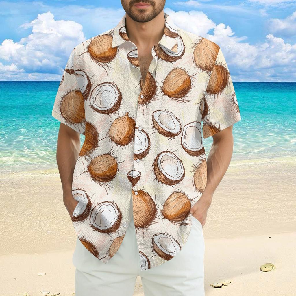 Men's Fashion Casual Loose Hawaiian Print Short-sleeved Shirt