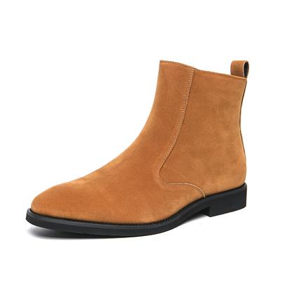 Hot Selling Men's Suede Leather Boots Europe America Pointed Low Heel High-end Dress Shoes Chelsea Boots Groom's Wedding Shoes