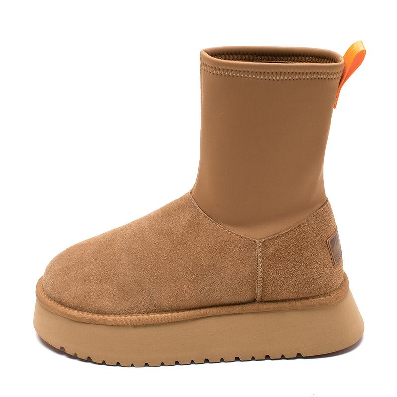 Augustine platform snow boots women's 2025 new winter thin elastic pencil boots wear thickened short boots
