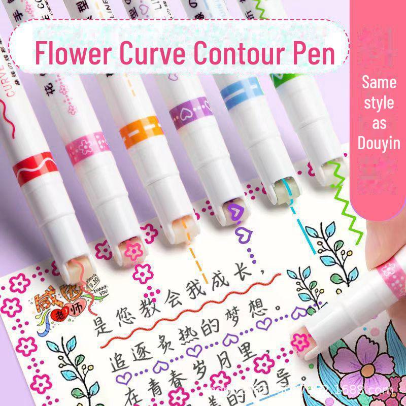 Colorful Double Line Outline & Curve Pen for Art and Craft