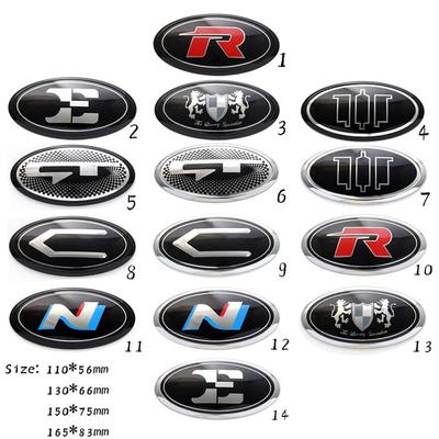 New Lion/Brenthon/GT/N/E/C/R Emblem Car Front Trunk Hood Rear Lid Emblem Sticker for Optima Stinger Rio Soul Elantra Forte