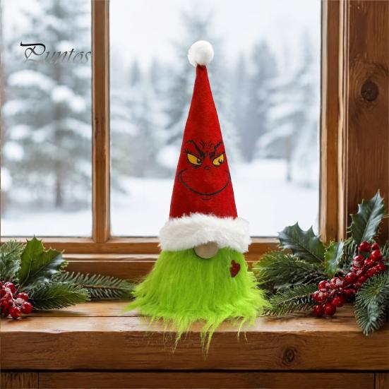 Seasonal Decorative Hanging Items Christmas Tree Green Haired Plush Ornament, Stuffed Animal Doll Dwarf Indoor Outdoor Holiday Decor Figurine, Festive