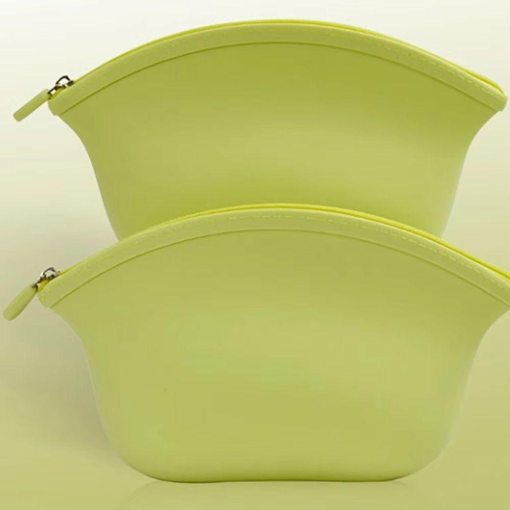 Zipper Wash Storage Bag Waterproof Make Up Pouch Simple Silicone Cosmetic Bag  Women