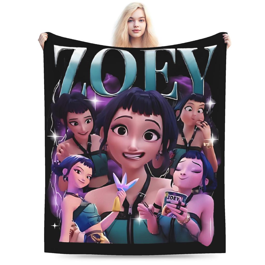 Zoey Kpop Demon Hunters Flannel Blanket Huntrix Awesome Throw Blanket for Home 125*100cm Plush Thin Quilt