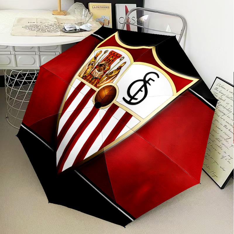 Football Sevilla Artwork Automatic Folding Umbrella - 8-Rib Travel Umbrella with Auto Open/Close & Portable Gifts for Holidays or Birthdays