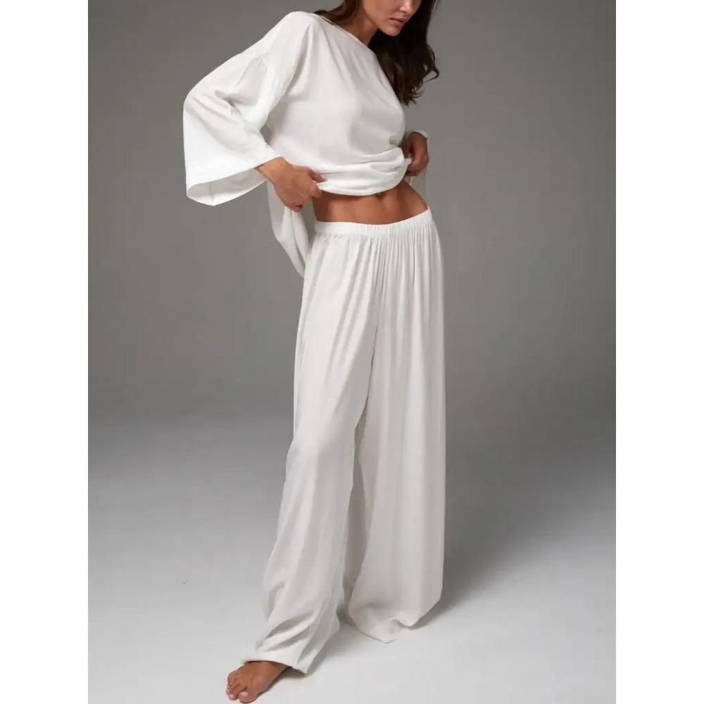 In stock French minimalist style lazy casual loose top trousers women s suit L белый