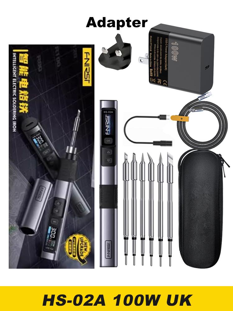 FNIRSI HS-02 Soldering Iron Smart Sleep IPS Color Display Screen 100-450℃ Soldering Rework Station PD100W Portable Repair Tool