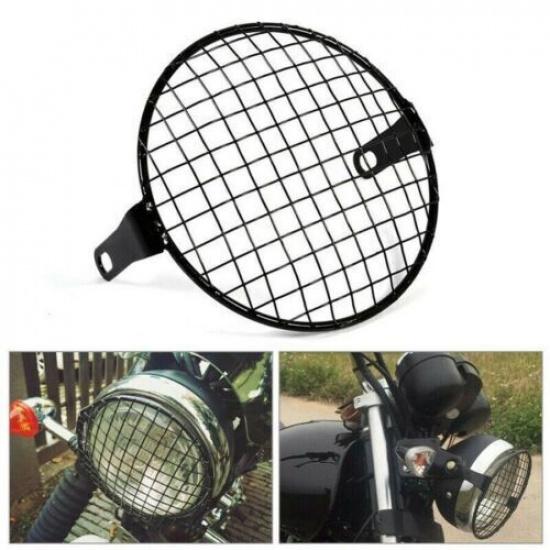 For 7  Motorcycle Headlight Mesh Grill Mask Protector Guards Square Metal Trim