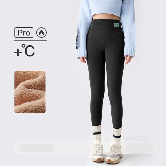 Winter Leggings High-Waisted Slim Cut Warm Lambswool Fabric Lining Bottom Pants Cold Weather Resistance Women Pants