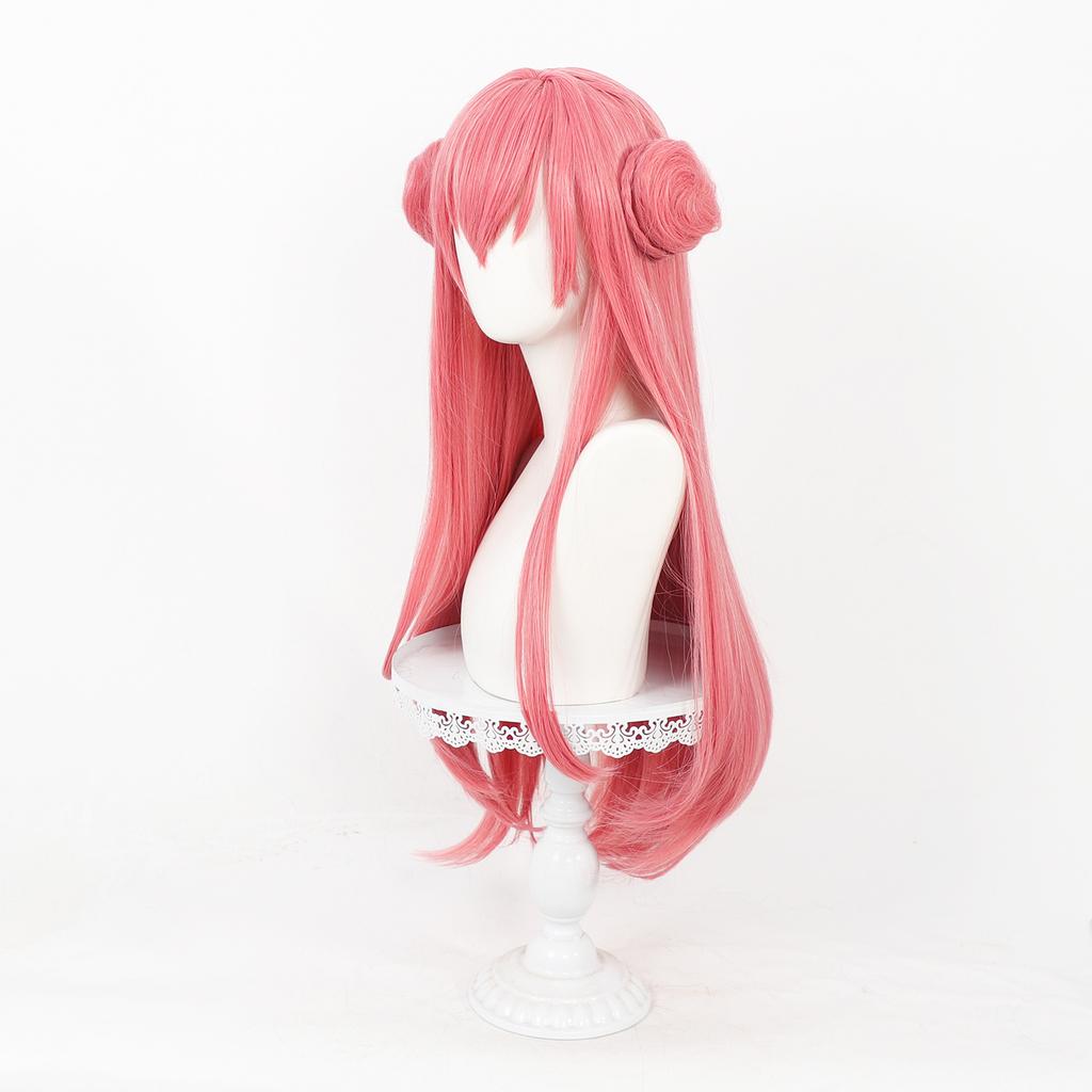 Cosplay Wig Project Sekai-Colorful Stage Feat Anime Wig Airi Momoi Pink Double Grab Chignon Synthetic Game Role Play Wig