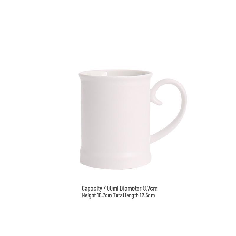 Large European-Style Matte Black Ceramic Mug with Spoon