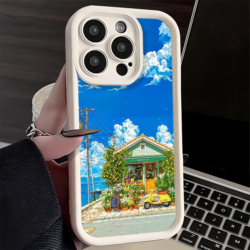 Phone Case for iPhone 17 Air 16E 15 16 Pro Max Anime Aesthetic Scenery Cover 14 Plus 13 12 Mini Soft Shell Silicone Fundas