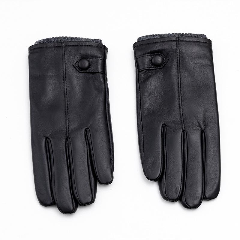 Thick Genuine Leather Gloves for Men Warm Driving and Riding Sheepskin Gloves Winter Fleece and Thickened Motorcycle