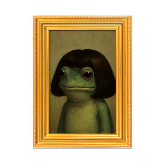 1/6Pcs Abstract Frog Refrigerator Magnet Vintage Cartoon Green Frog Fridge Magnet with Frame Home Kitchen Office Decoration