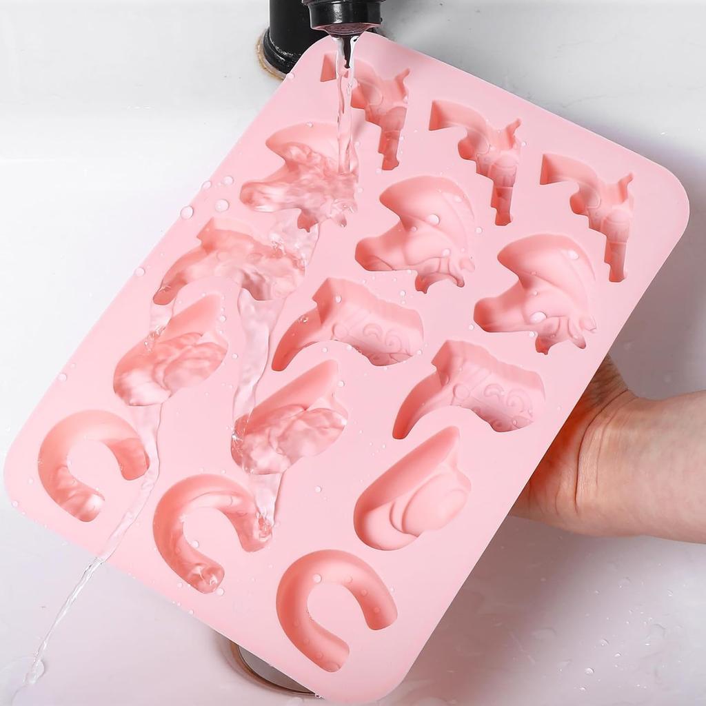 Cowboy Silicone Candy Molds Shimmeroo 3D Western Themed Chocolate Molds Silicone with Cowboy Horse Boots Hat Saddle Shapes for DIY Baking Cupcake