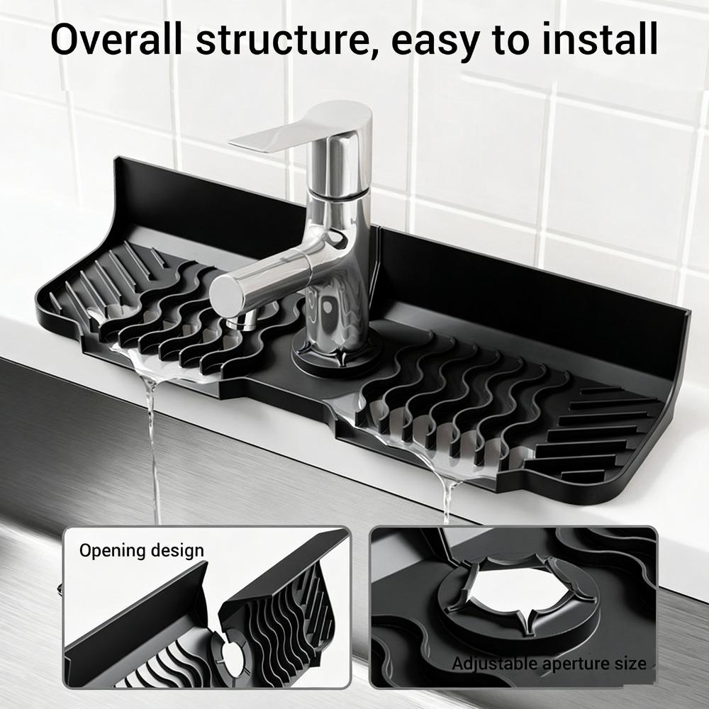 Grey Black Draining Drying Tray Silicone Sink Protector Draining Mat  Home Supply