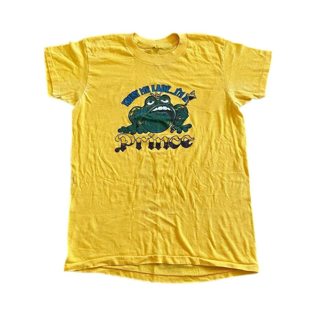 Vintage Shirt Men's S Prince Charming Frog Yellow 80s Funny Fairytale