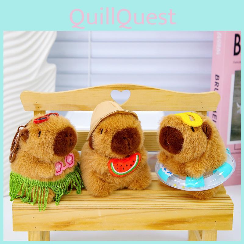 Summer Capybara Plush Keychain With Soft Short Plush For Kids And Collectors
