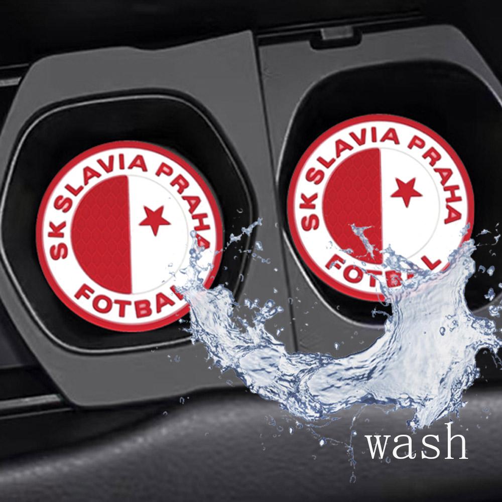 2PCS Car Anti Slip Mat Coaster Cup Car Water Cover Slot Interior Accessories Auto Styling Gift for Men & Women Football Fans
