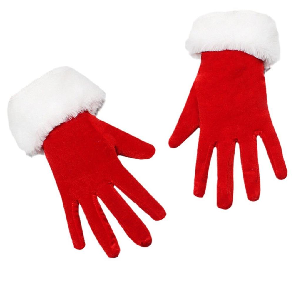 Christmas Red Full Finger Gloves, Holiday Clothing Accessories, Adult And Child Universal Warm Gloves, Holiday Dressing Props