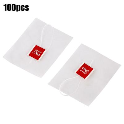 100pz Bustine da Tè Vuote Trasparenti in Nylon Filtro Colino per Erbe Carta Sfusa con Coulisse 6.5*8
