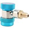 Quick Coupler R134A A/C Low Side Blue 90 Connector Air Conditioning Adapter with Extractor Valve Core, 1/4 Inch Male