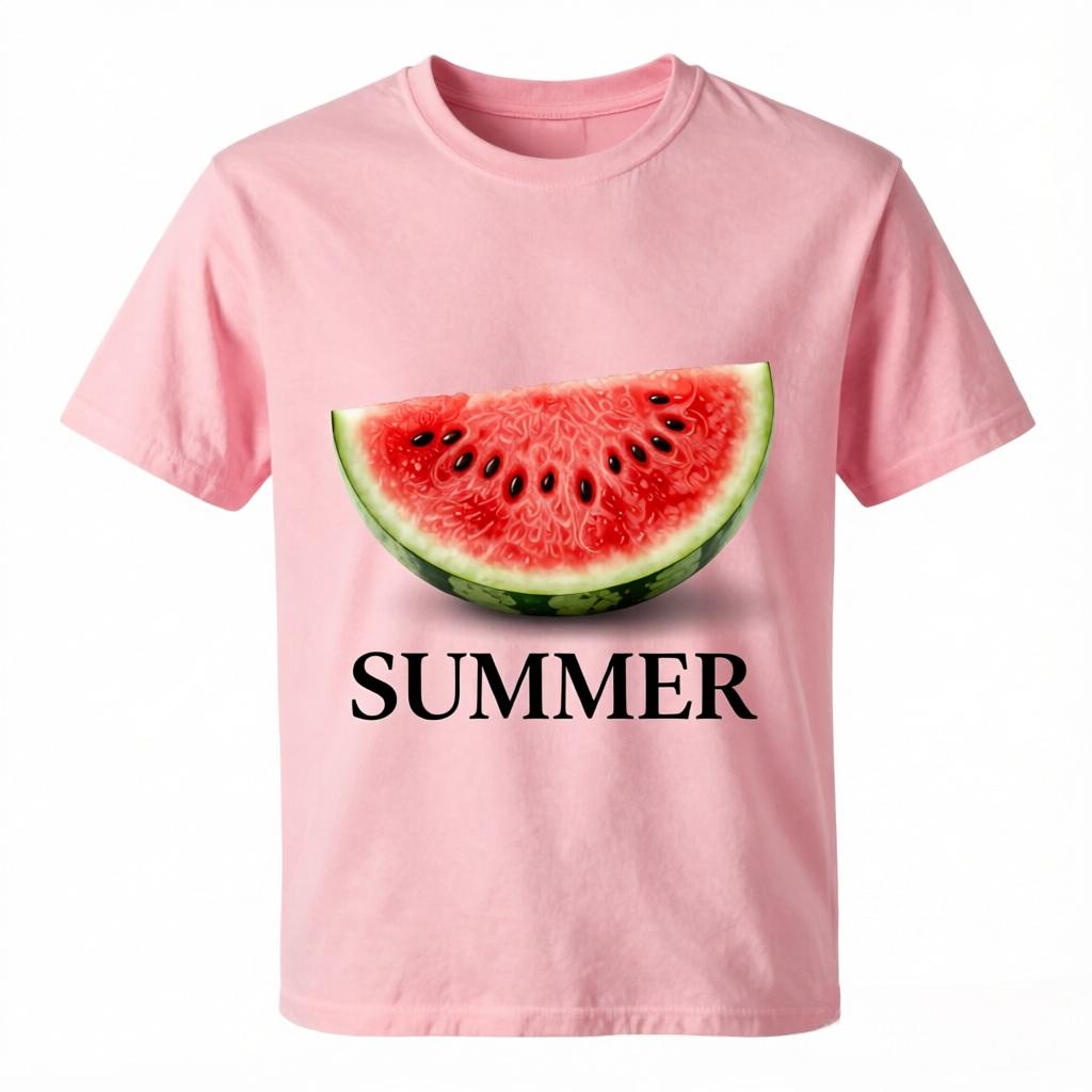 Fresh Summer Watermelon Summer Typography Print Unisex Loose Fit Cotton Casual Tees