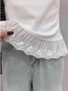 Women's White Lace Patchwork Short Sleeve T-shirt: Gentle and Slimming Spring Style