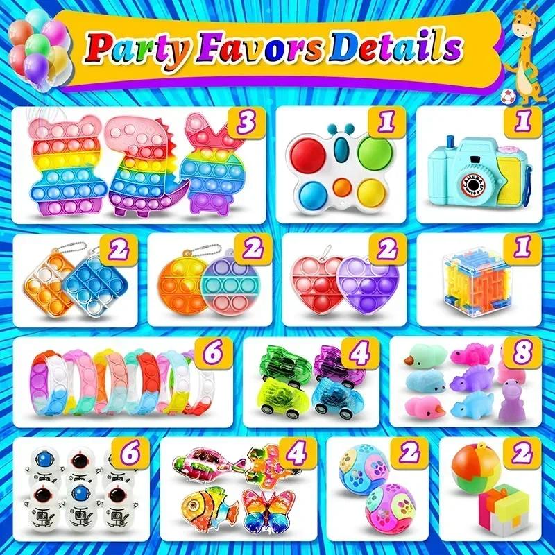 120/206 Pezzi Giocattoli Pinata Compleanno Bambini Braccialetti a Scatto Giocattoli Fidget Pop It Giocattoli Premi Carnevale Riempimento Pinata Giocattoli all'Ingrosso Regali per Bambini