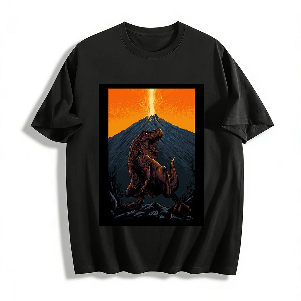Volcanic Eruption T-Rex Vintage Graphic Cool Short Sleeve T-Shirt Pure cotton T-shirt XXS